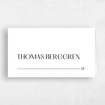 White Typography Wedding Place Card - Vitoria
