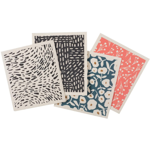 Z Wraps Swedish Dish Cloths - Mixed Set of 4 Each Measuring 6.7" x 7.5" - Ryhs/Deryn/Wynn/Bell