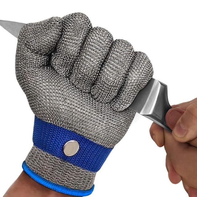 MAFORES 2.0 Upgraded Version of Level 9 Cut Resistant Glove Stainless Steel Mesh Metal Wire Glove Durable Rustproof Reliable Cutting Glove for Meat Cutting, Fishing, Latest Material (Large, 2 Pcs）