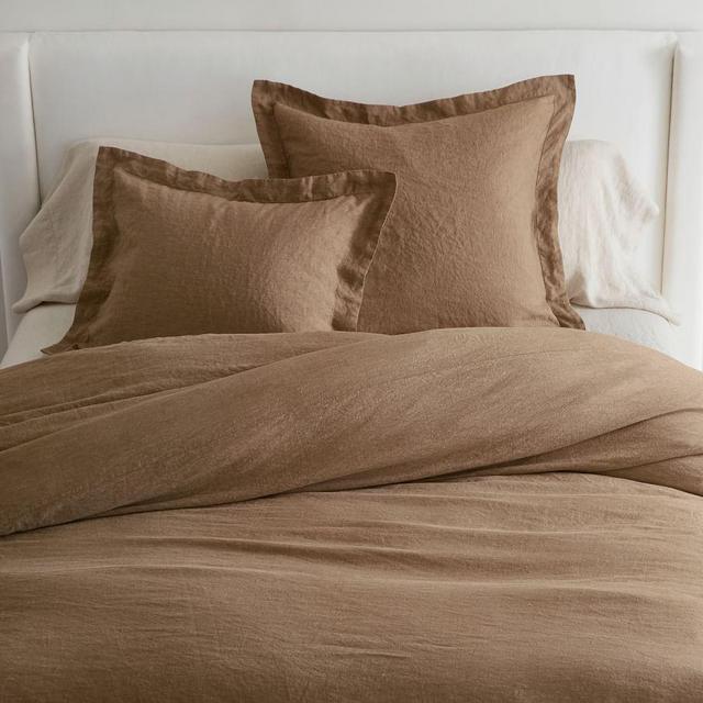 Toffee Belgian Flax Linen Duvet Cover, Full/Queen