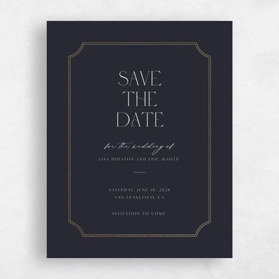 Ebony, Black Wedding Save the Date - Rothenburg Portrait Foil
