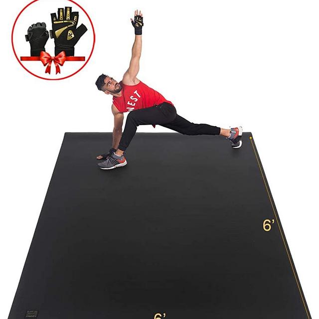 Gxmmat Large Exercise Mat 6'x6'x7mm, Workout Mats for Home Gym Flooring, Extra Wide and Thick Durable Cardio Mat, High Density Non Slip Fitness Mat for Plyo, MMA, Jump Rope, Stretch, Shoe Friendly
