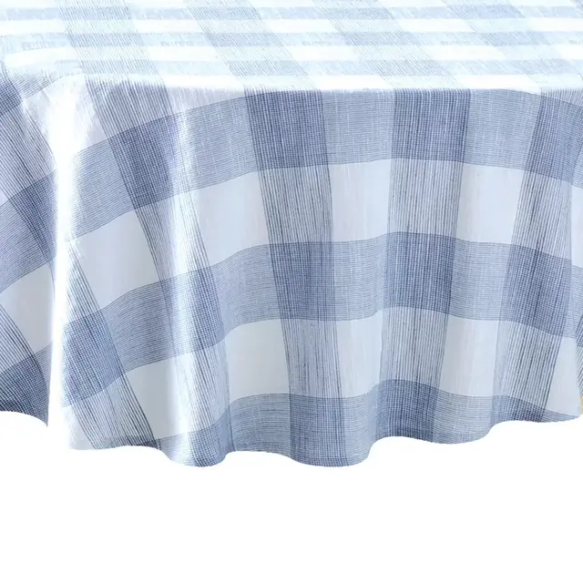 Bee & Willow™ Home Textured Check 70-Inch Round Tablecloth in Light Blue