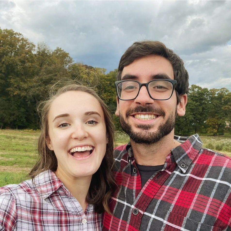 Matching in their flannels on their yearly fall trip to Linvilla Orchard (the bride's most favorite place on earth).