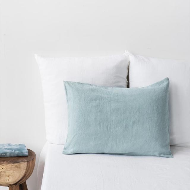 Dusty blue linen pillowcase-QUEEN