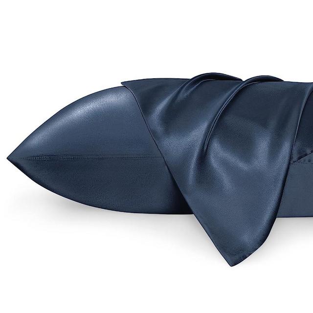Bedsure King Size Satin Pillowcase Set of 2 - Vintage Indigo Silk Pillow Cases for Hair and Skin 20x36 Inches, Satin Pillow Covers 2 Pack with Envelope Closure, Gifts for Women Men