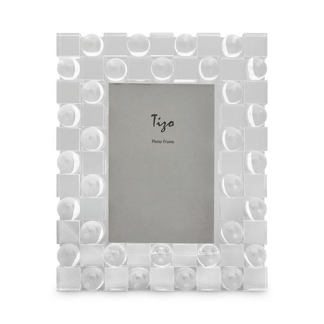 Tizo Clear Spheres & Squares Crystal Glass 4" x 6" Picture Frame