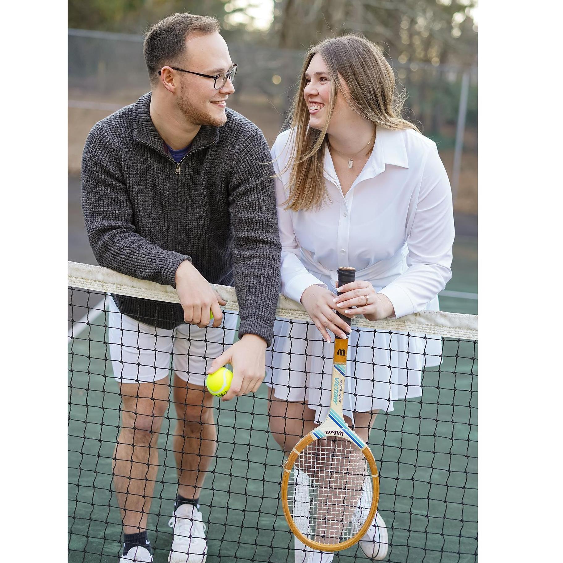 We met through tennis so it only seemed fitting to take engagement pictures at the tennis courts.