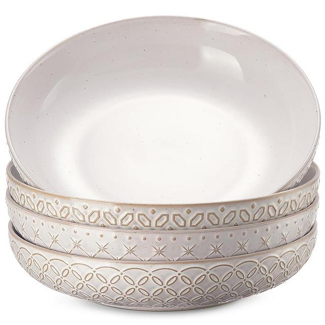 DOWAN 8.5" Pasta Bowls, 30 oz Salad Bowls Ceramic Soup Bowls for Dinner Wide and Shallow Bowls Set of 4, Dishwasher and Microwave Safe, House-warming Wedding Gift