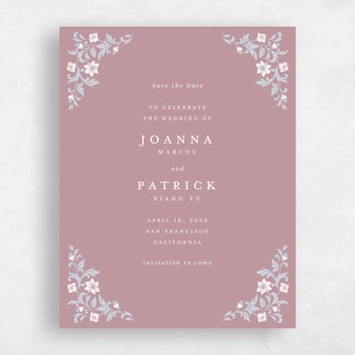 Dusty Rose, Pink Wedding Save the Date - Petal Portrait