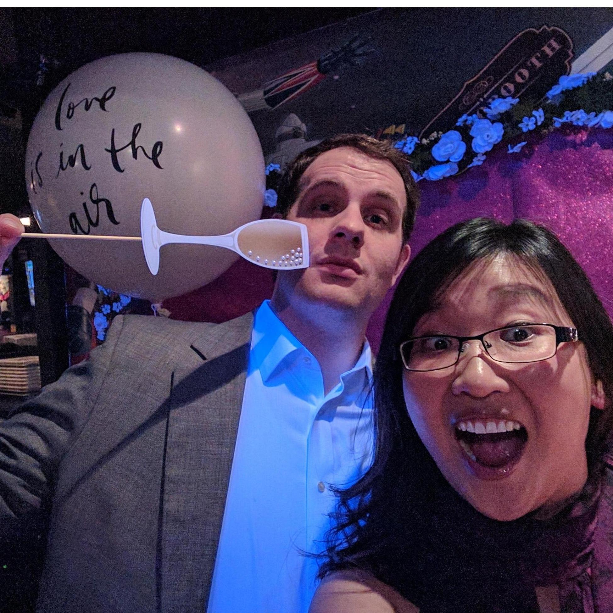 Goofing off at Gloria's wedding