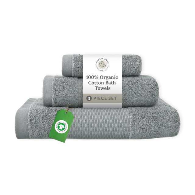 Delilah Home - Luxury Bath Towel Collection - 100% Cotton Turkish Towel Set for Bathroom - Ultra-Soft & Absorbent Organic Spa Towel (1 Piece Each 13x13in, 16x30in, 30x54in) Pack of 3 Towels (Green)