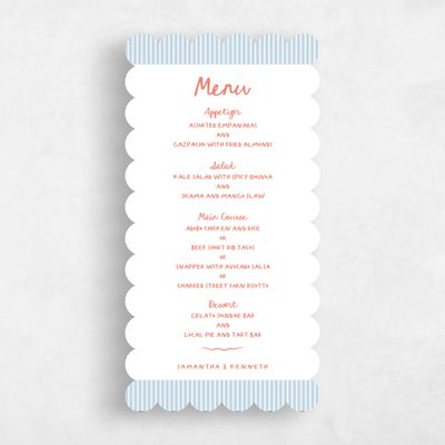 Blue Scalloped Wedding Menu - Sole