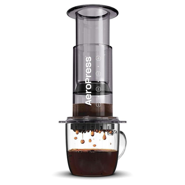 AeroPress Clear Black Coffee Press – 3 In 1 Brew Method Combines French Press, Espresso, Full Bodied Coffee Without Grit or Bitterness, Small Portable Coffee Maker for Camping & Travel, Black