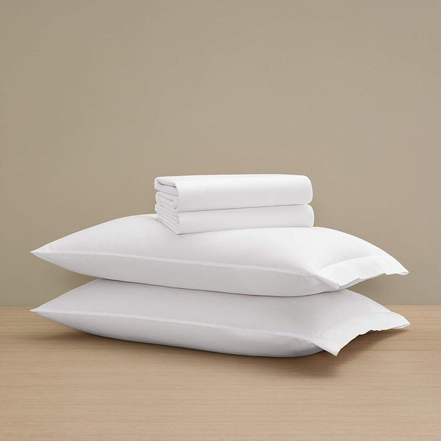H by Frette Sateen Classic Sheet Set (King) - Luxury All-White Bedding Sheet Set/Includes Pillowcases, Top Sheet, and Fitted Sheet