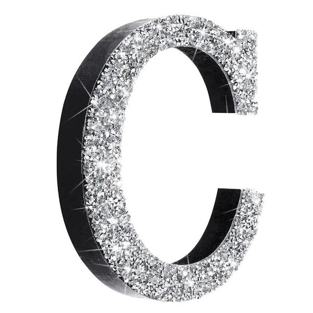 Qunclay 5.7 Inch Crystal Diamond Letters Shiny Letters Decor Hanging Letters with Screws and Hooks Rhinestone Diamond Decorations Craft for Wall Bedroom Office Door Ornament (Letter C)