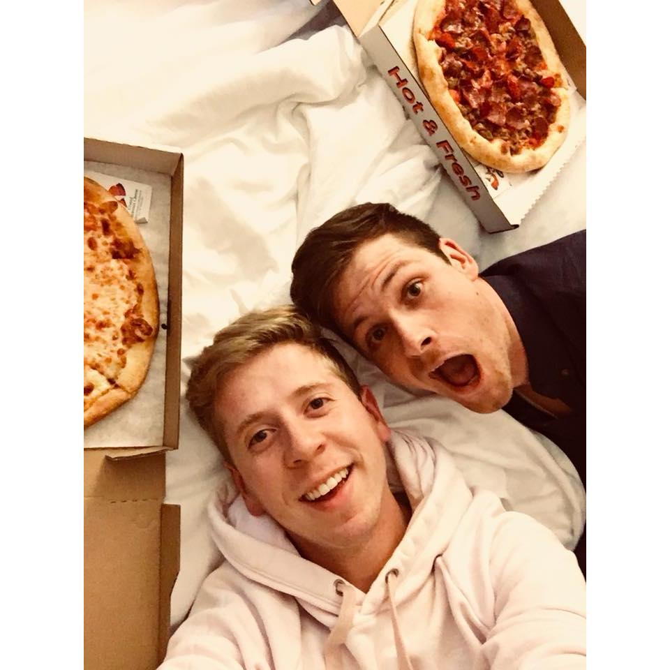 It was very late at night in San Francisco and Corey and I really REALLY wanted pizza.  So . . . Pizza Party!