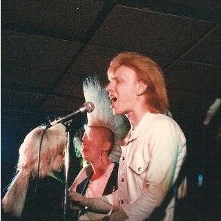Greg on stage with Twiggy Barbust and the Lizards in the Jars- 1989