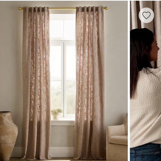 Textured Cotton Curtain - Flax, 48x108