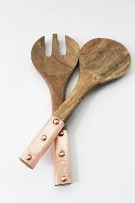 Coppermill Kitchen Vintage Inspired Wood Serving Utensils With Copper