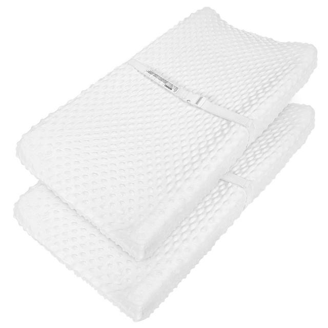 TILLYOU Minky Dot Plush Changing Table Pad Covers Set, Fits 32"/34''x16", 2-Pack Cream