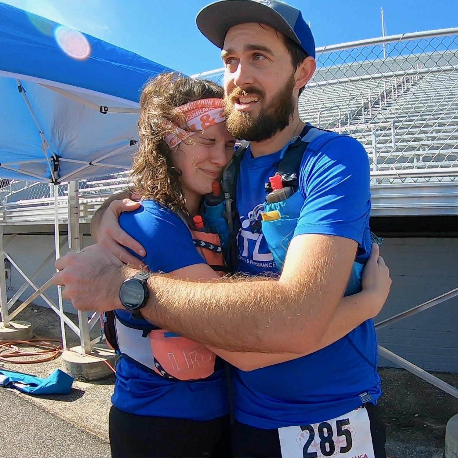 Finish line of Jonathan's 100-mile trail race in Sylacauga, Alabama - November 2018