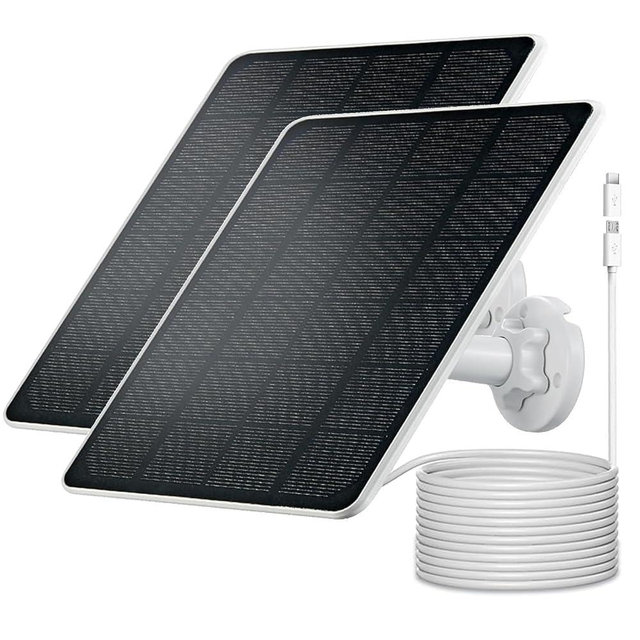 Solar Panel Charger for Arlo Essential 2K Outdoor(2nd Gen)/Essential XL Camera(2nd Gen)/Essential Spotlight Camera, USB C and Micro USB Plug, 9.8ft Cable, Weatherproof (2Pack)