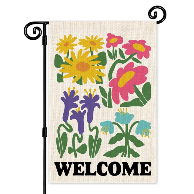 JMYROG Floral Welcome Garden Flag, Spring Summer Flowers Garden Flags for Outside, Double Sided Seasonal Welcome Yard Sign for Farmhouse, Housewarming Gifts for Neighbor Gardener Women Family Friend