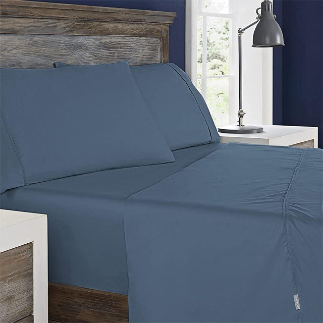 Columbia Omni Freeze Super Soft Breathable, Moisture-Wicking, Cooling Sateen Flat Sheet, Fitted Sheet, and Pillow Case Set, Luxury 4 Piece Dark Mirage Queen Bedsheets Set