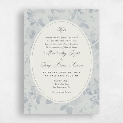 Periwinkle Gray, Grey Wedding Invitation - Hermine Classic