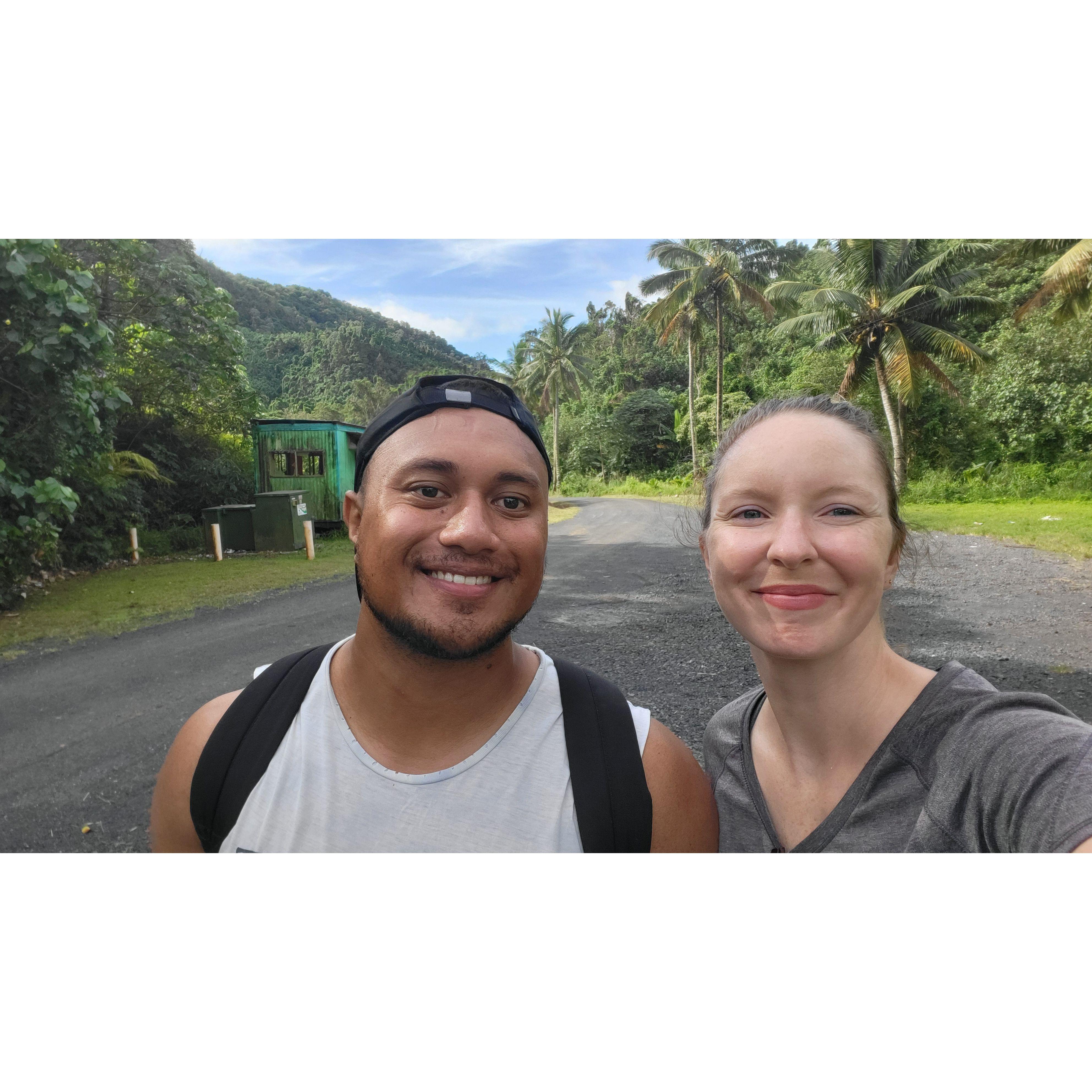 Starting our cross-island hike