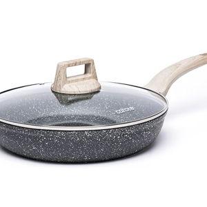 CAROTE Non Stick Frying Pan Skillet, 8" Nonstick Fry Pan with Glass Lid, Egg Pan Omelet Pans, Granite Cookware, PFOA Free (Classic Granite, 8-Inch)