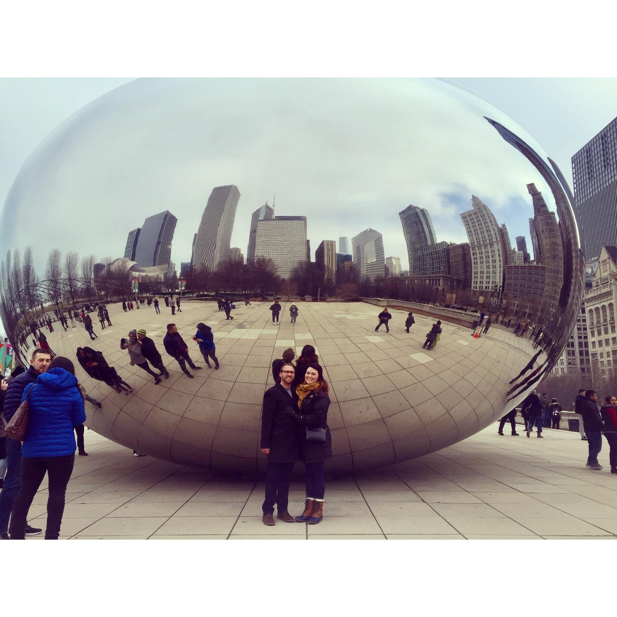 Shaun's first trip to Chicago for Marge's wedding- we had to take a Bean picture!