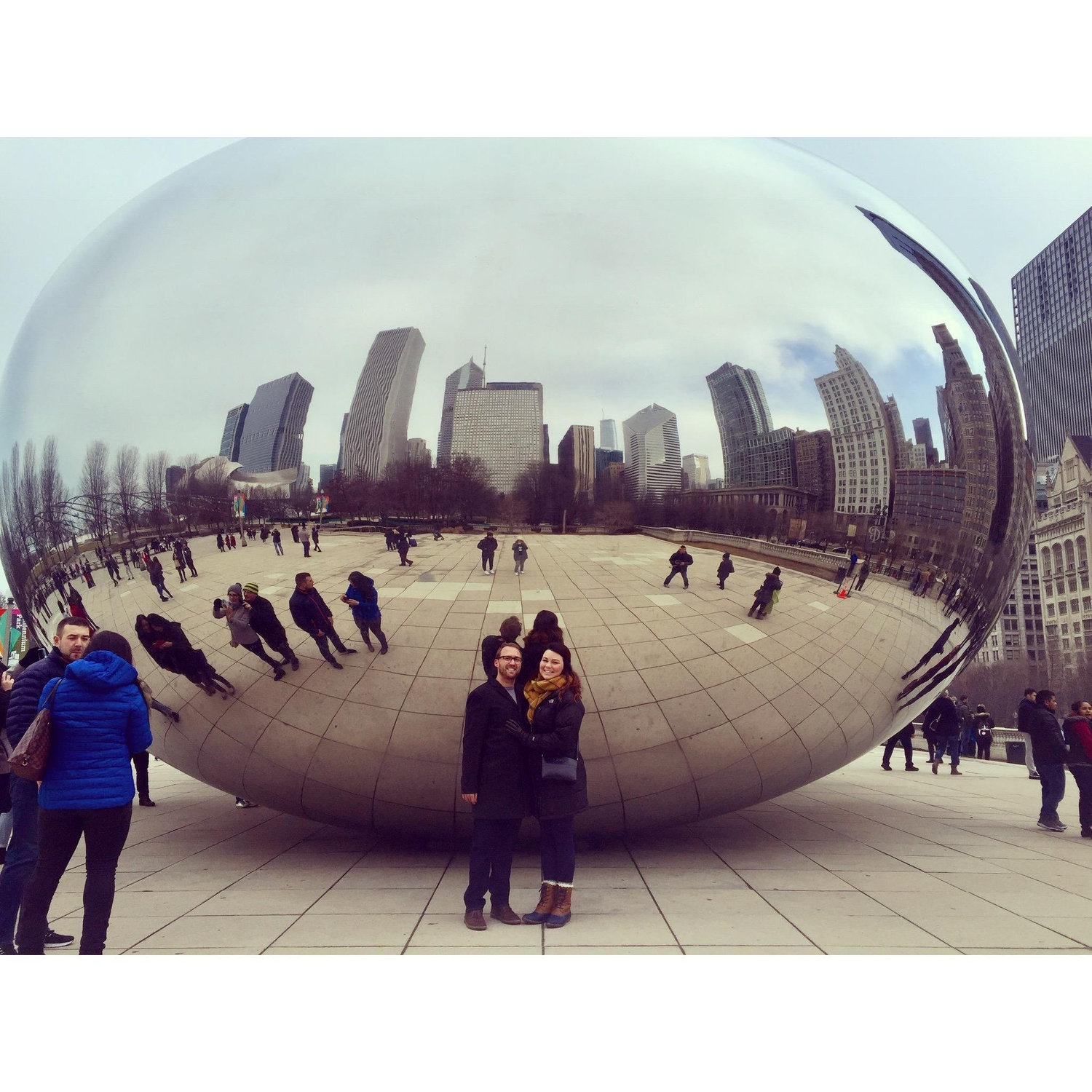 Shaun's first trip to Chicago for Marge's wedding- we had to take a Bean picture!