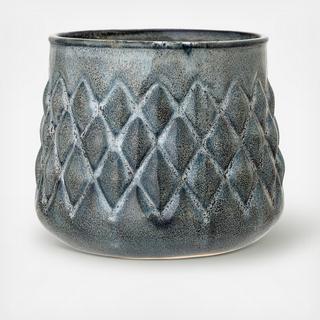 Embossed Diamond Stoneware Flower Pot