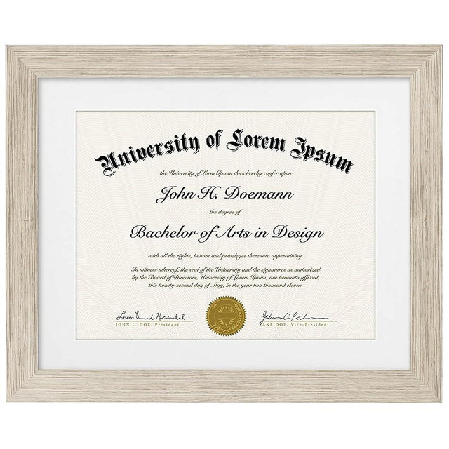 Americanflat 11x14 Diploma Frame with Shatter-Resistant Glass - Use as 8.5x11 Frame with Mat or Display 11x14 Documents Without Mat - Certificate Frames with Engineered Wood for Wall - Driftwood