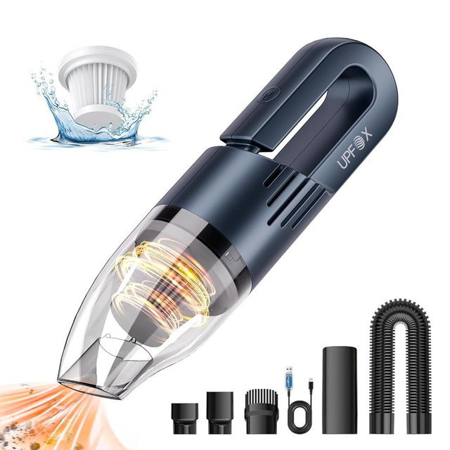UPFOX 2025 Upgrade Mini Vacuum Cleaner-Hand Vacuum Cordless Rechargeable Car Vacuum Cleaner Powerful Suction Portable Vacuum for Car Home Office Pet (Blue)
