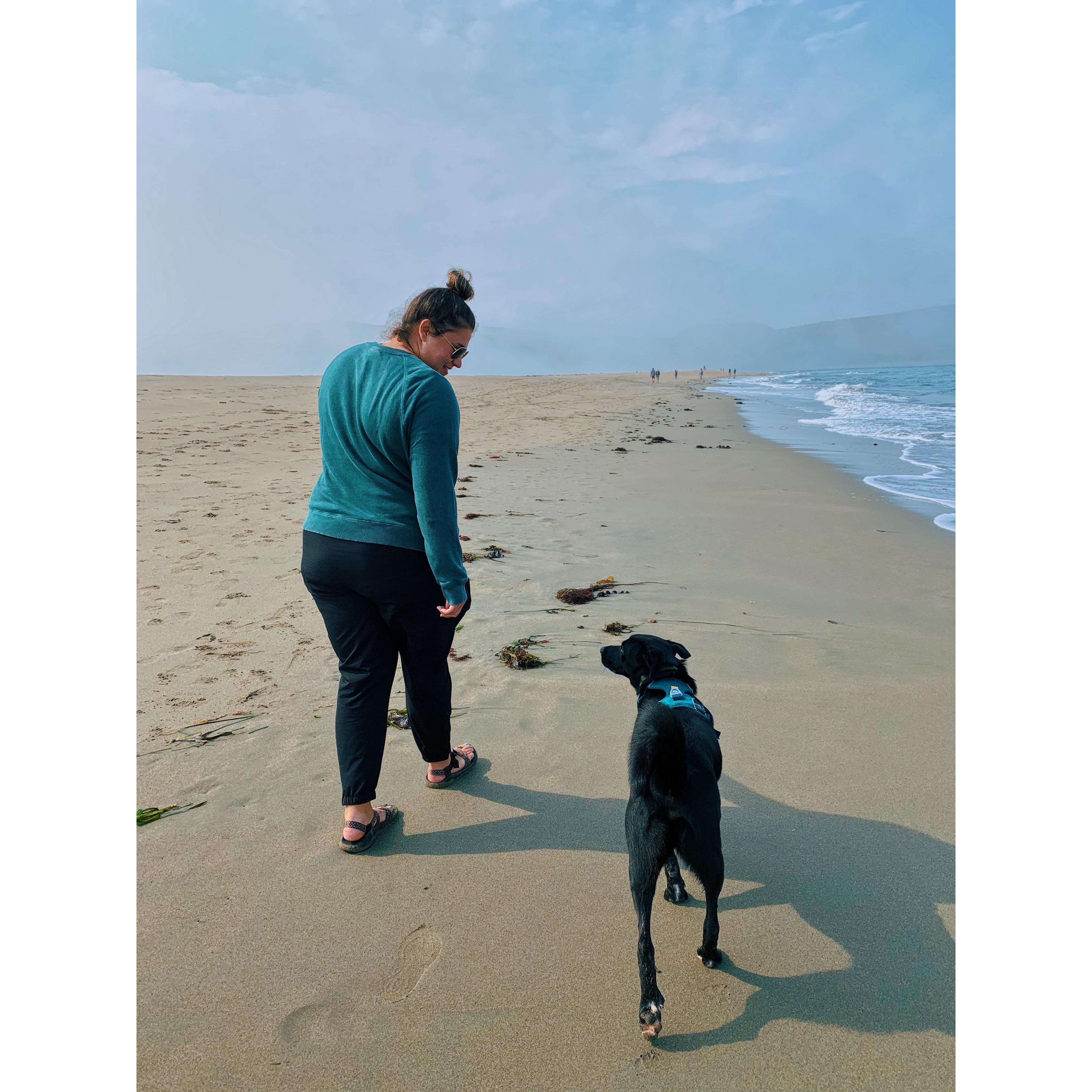 Krieger and Hannah at Dillon Beach in California.