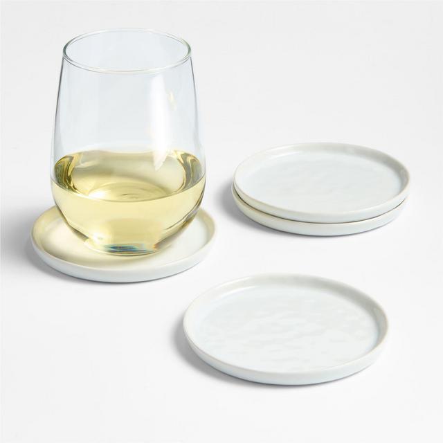 Mercer White Round Porcelain Coasters, Set of 4