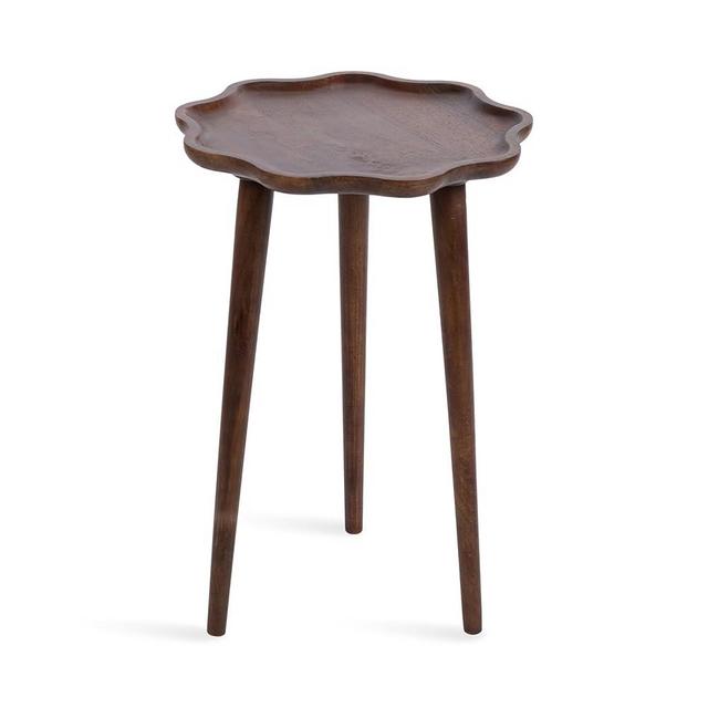 Kate and Laurel Alezar Modern Decorative Wooden Round Side Wavy Edge for Bedroom Nightstand or Living Room Accent Table, 15x15x22, Walnut Brown