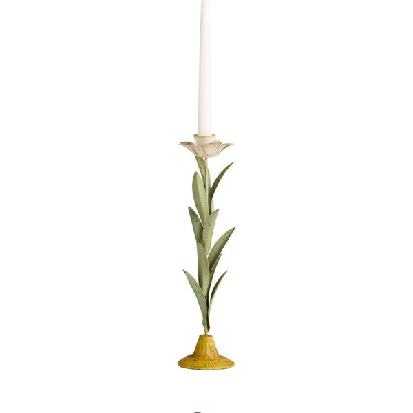 Painted Metal Flower Stem Taper Candle Holder - World Market