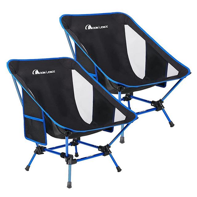 MOON LENCE Outdoor Camping Chair Compact Portable Folding Chairs with Side Pockets Packable Lightweight Heavy Duty for Camping Backpacking Hiking Beach Garden (2Pack)