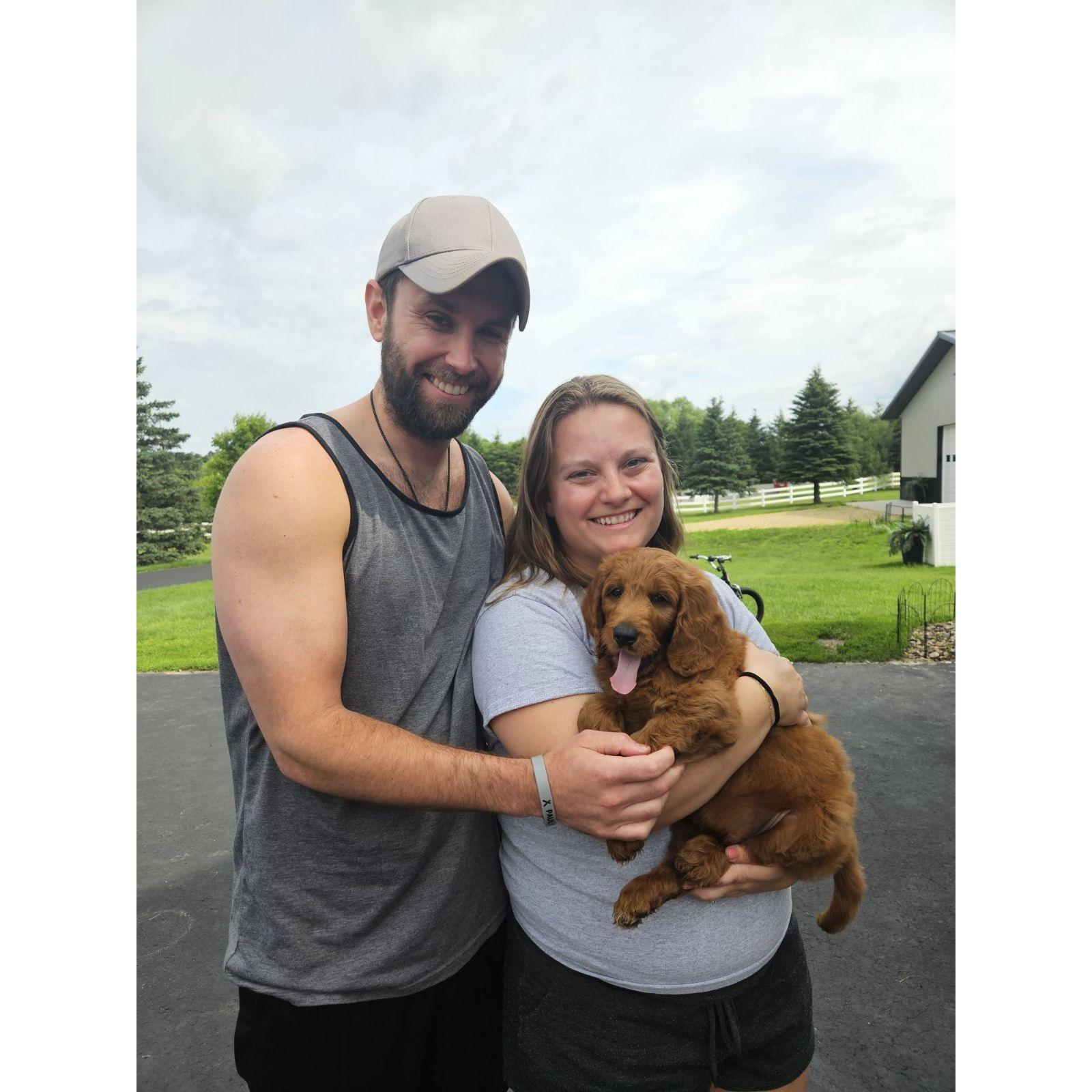 Our first family picture picking up Henry