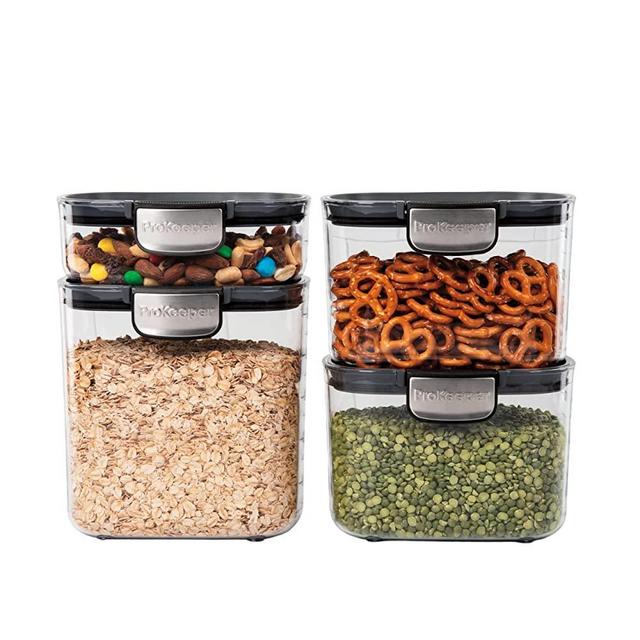 Progressive International ProKeeper+ 4-Piece Clear Plastic Modular Airtight Pantry Food/Snack Kitchen Storage Organization Container Canister Set