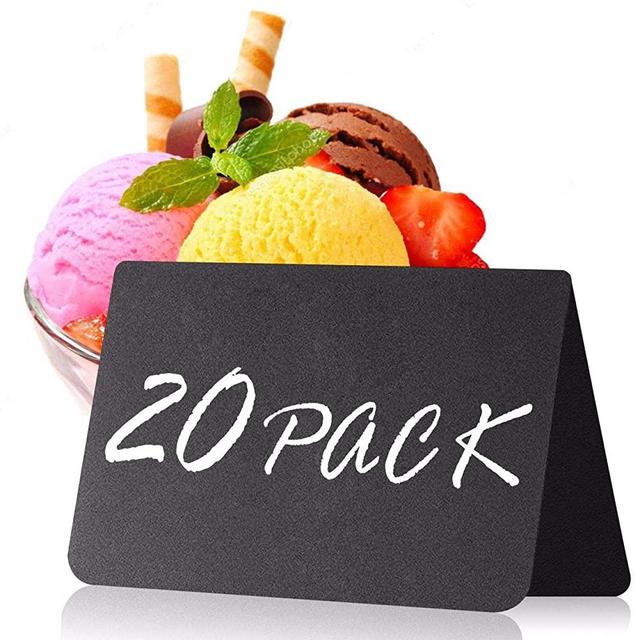 20 Pack Mini Chalkboard Tent Signs 4"x3" for Food - Buffet- Party Table Tent -Wedding - Chalkboard Food Labels - Chalk Name Tag - Food Labels Tags for Party Buffet Table - Tabletop Chalkboard Signs