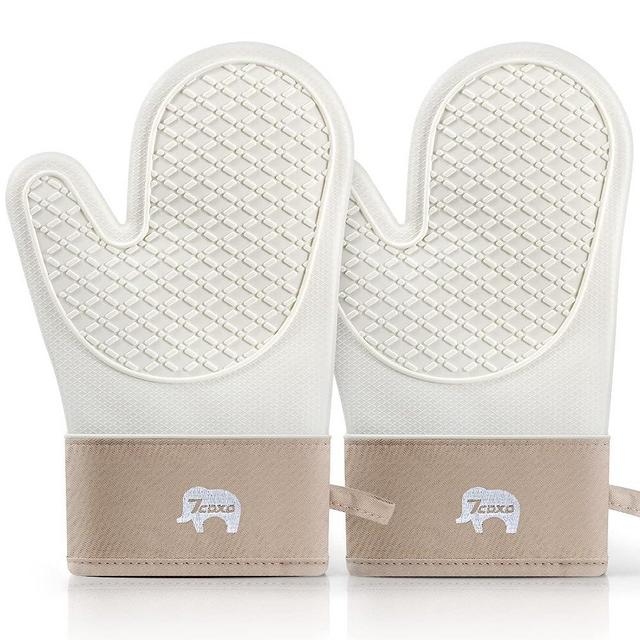 Oven Mitts, Heat Resistant Silicone Oven Mitt with Soft Cotton Lining 2 Pack Oven Mitts and Pot Holders Sets Perfect for BBQ, Baking and Cooking