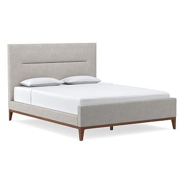 Parker Bed, Queen, Performance Coastal Linen, Slate, Cool Walnut