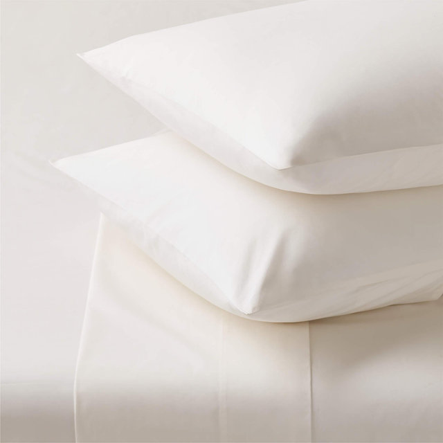 Premier Warm White Organic Cotton Percale 500 Thread Count Queen Sheet Set