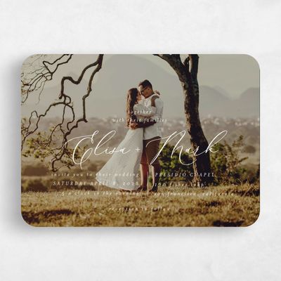 White Rounded Wedding Invitation - Marlow Photo