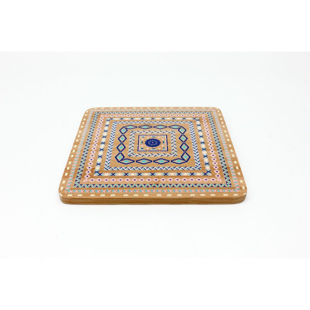 BergHOFF Bamboo Multi-Colored Trivet, Set of 4